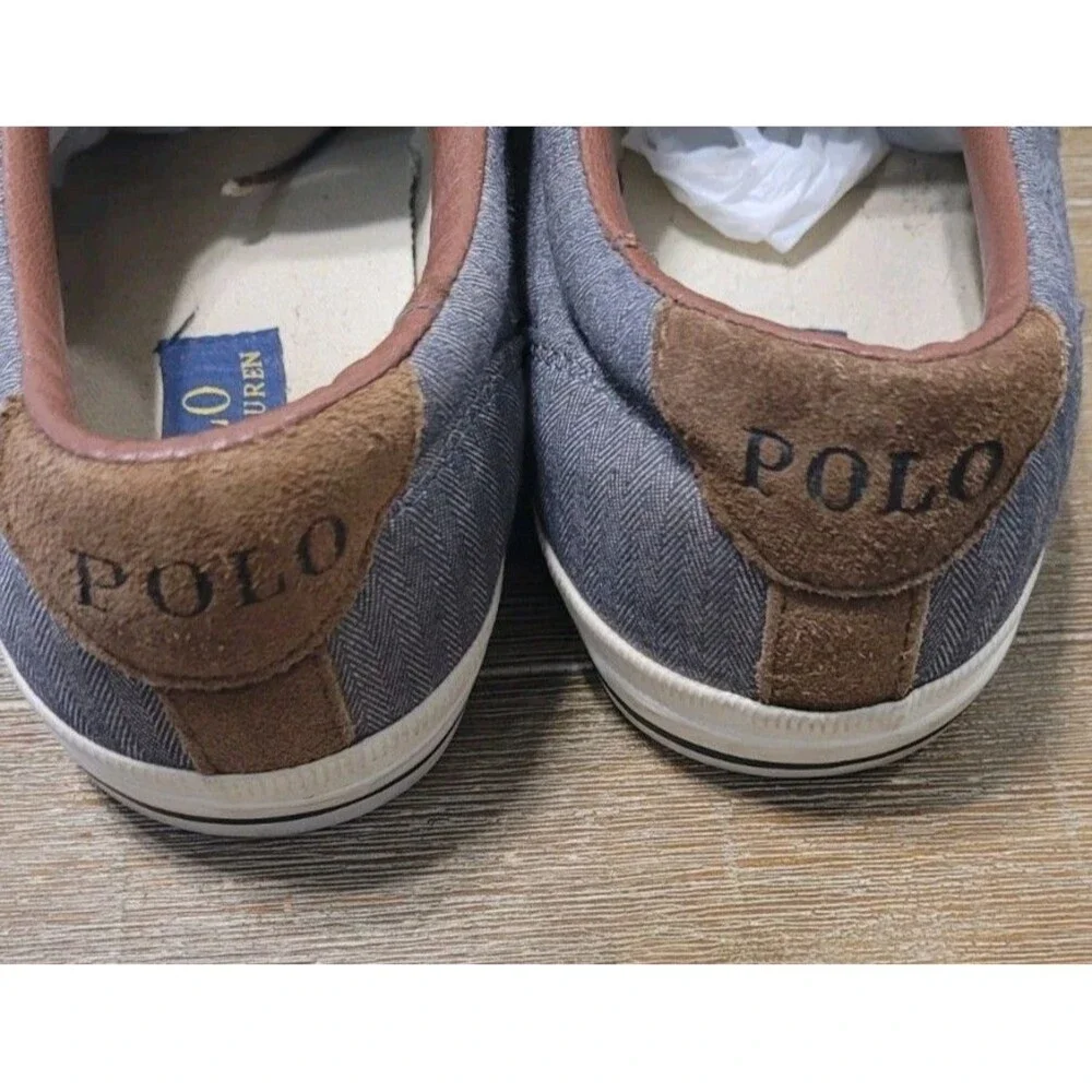 Ralph Lauren Polo Vaughn Canvas & Leather Men's 11 D Navy Lace Up Sneakers Shoes